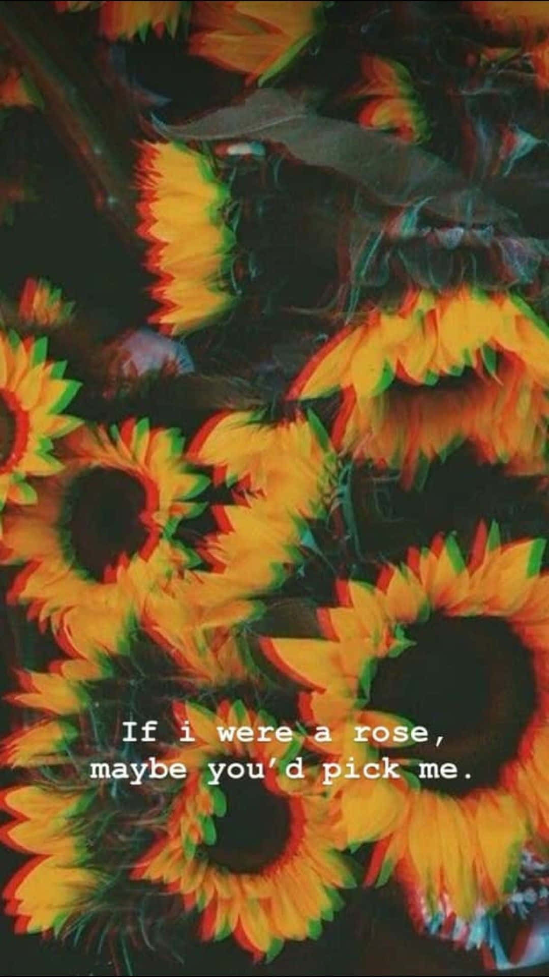 Cute Glitch, vibrant sunflowers, glitchy color distortions, Full HD Phone Wallpaper