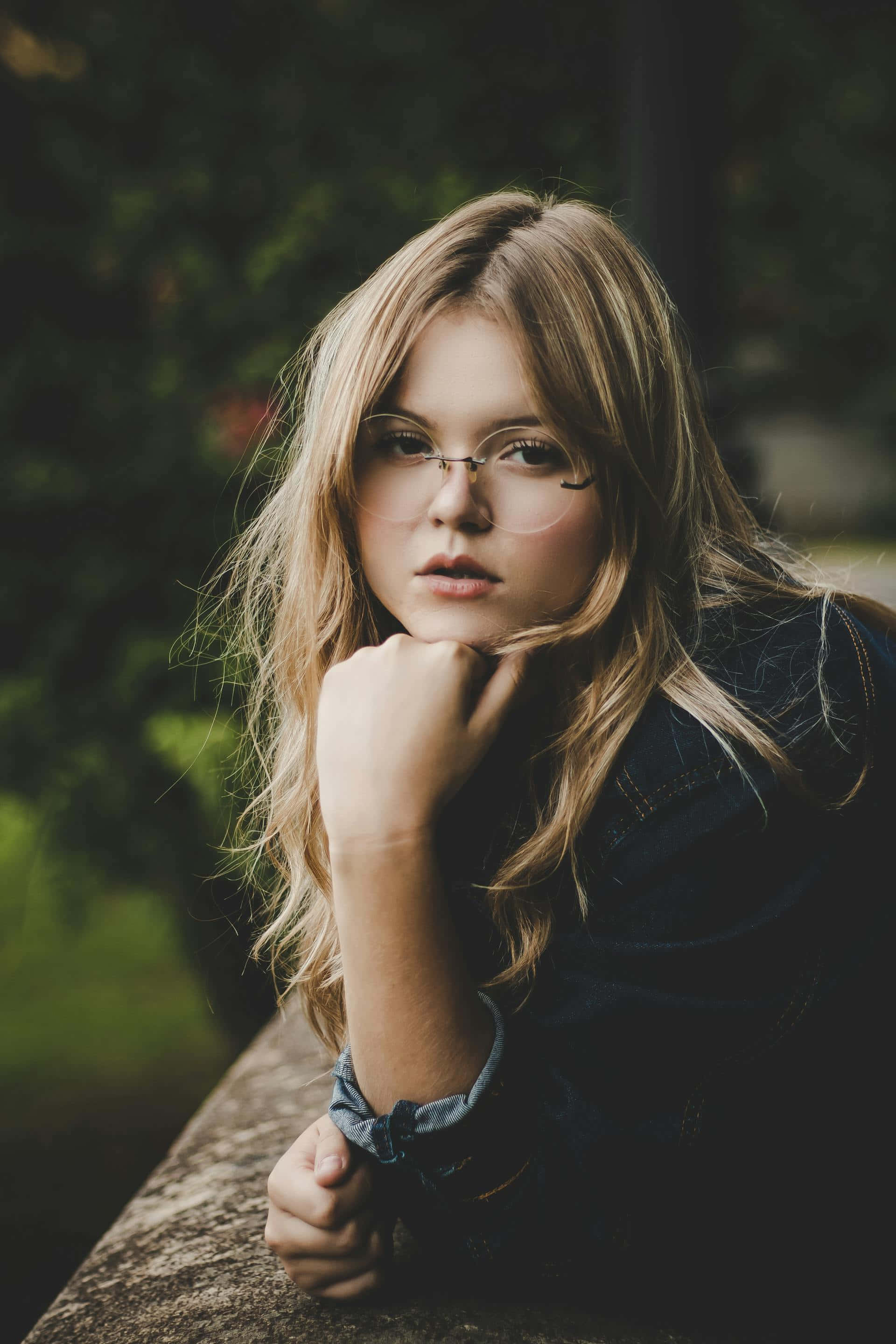 Contemplative Beauty Portrait, young woman, blonde hair, 2K Phone Wallpaper
