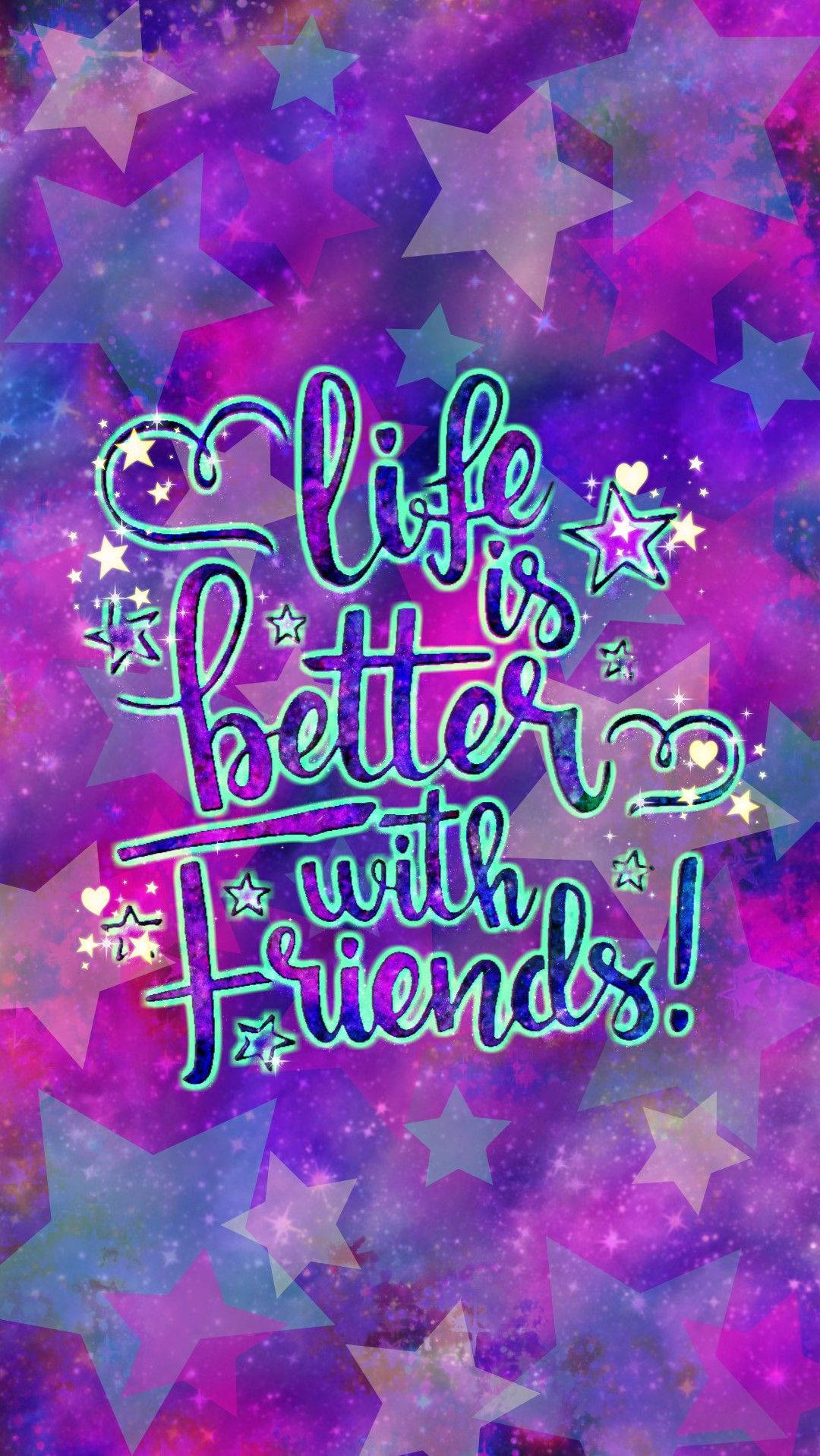vibrant purple galaxy background, glowing stars, sparkling text, HD Phone Wallpaper