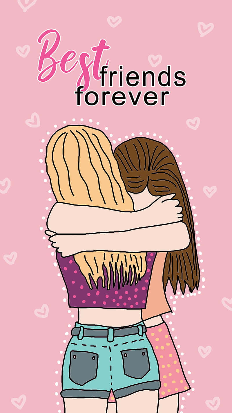 Best Friends Forever B F F P F P, cartoon girls, blonde and brown hair, HD Phone Wallpaper