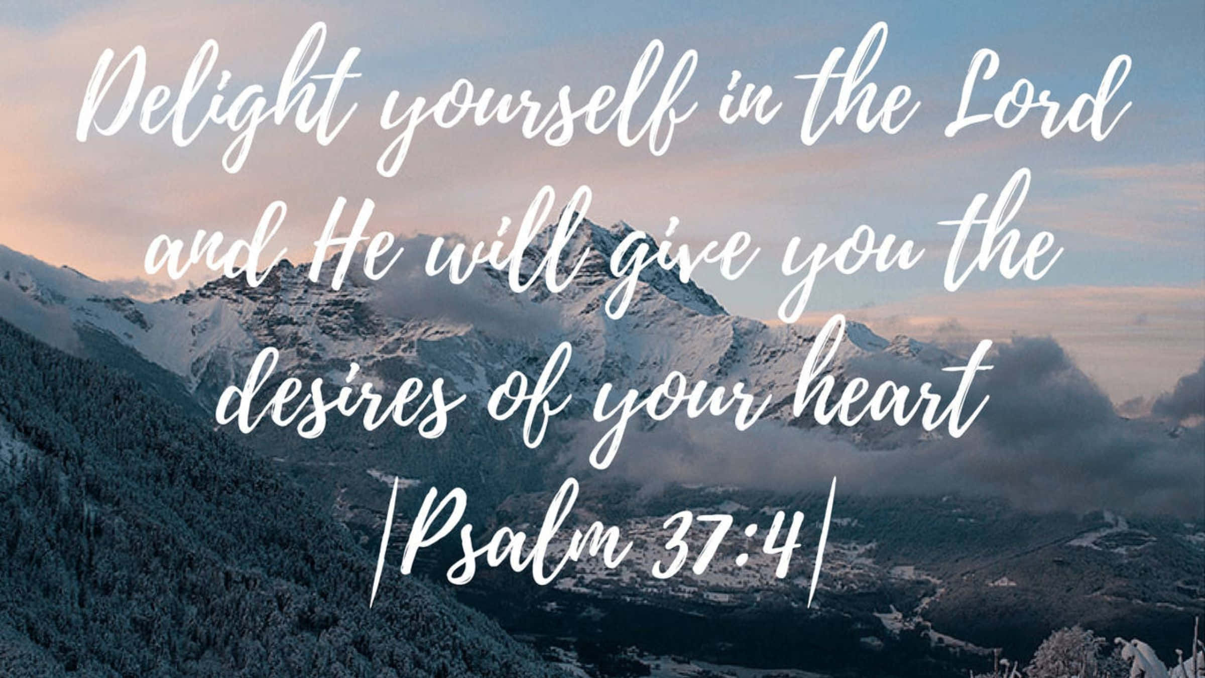 Psalm 19:14, snowcapped mountains, soft sunrise sky, Full HD Desktop Wallpaper