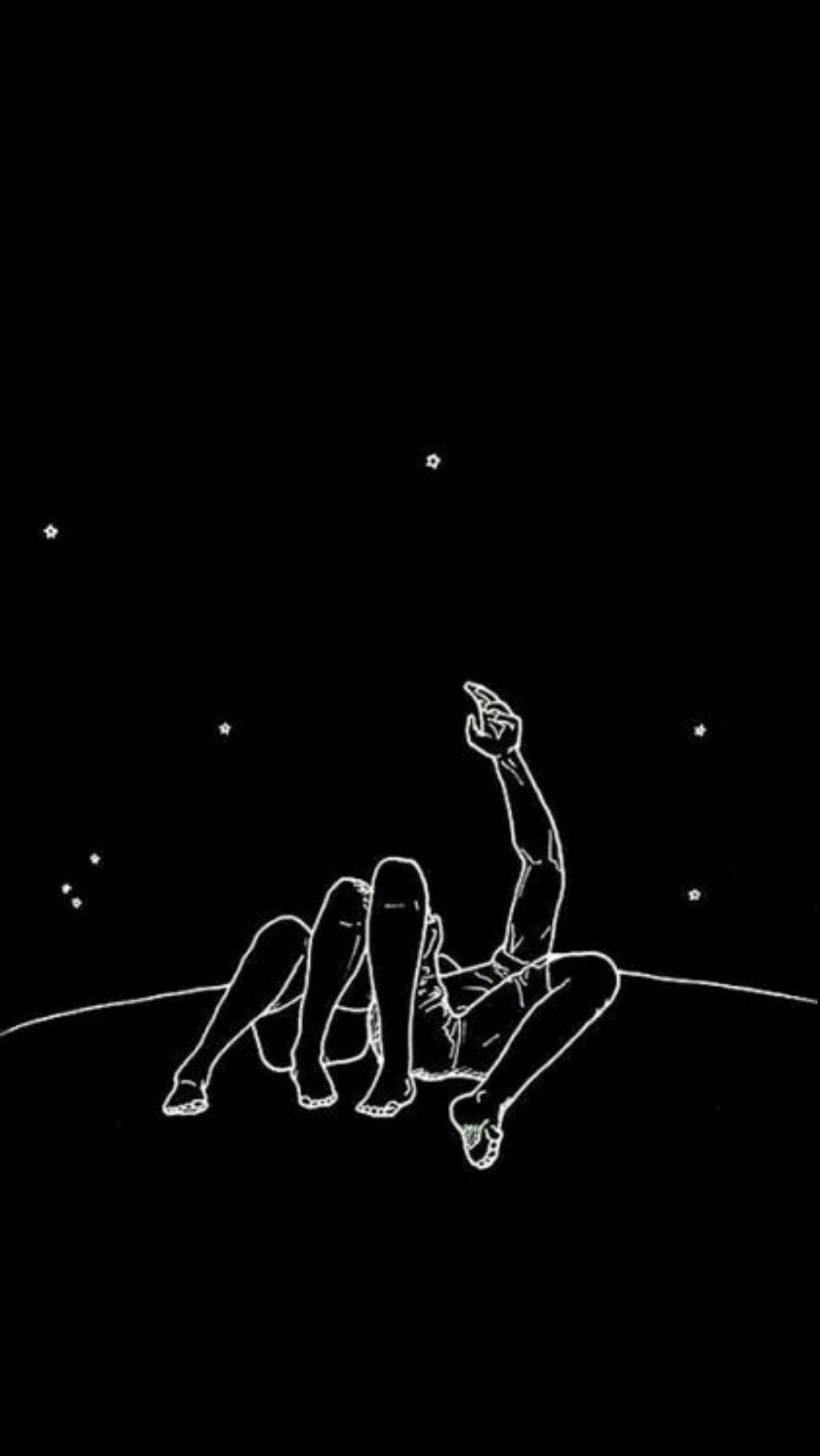 Cute Black Stargazing Aesthetic, black void, curved horizon, Full HD Phone Wallpaper