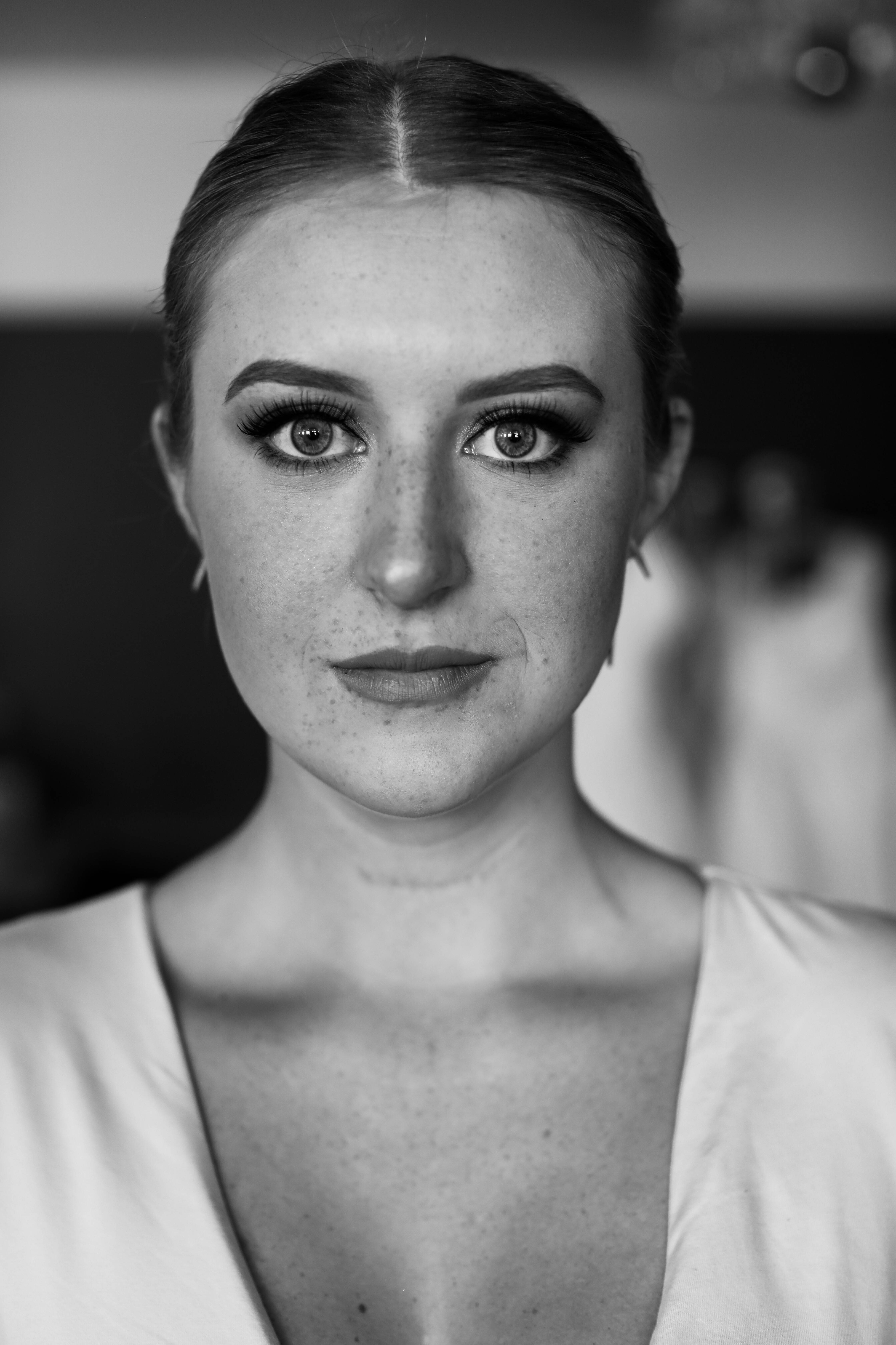 black and white, close-up portrait, woman, 5K Phone Wallpaper