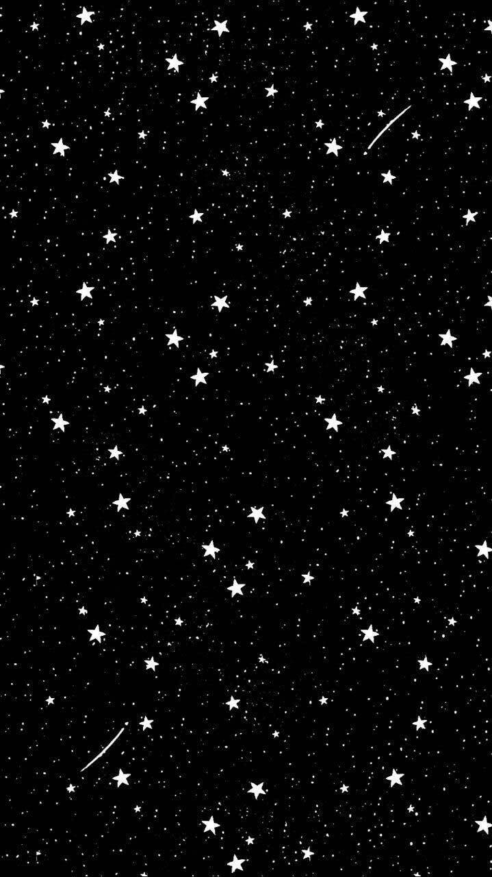 Cute Black Starry Sky Aesthetic, black background, white stars, HD Phone Wallpaper