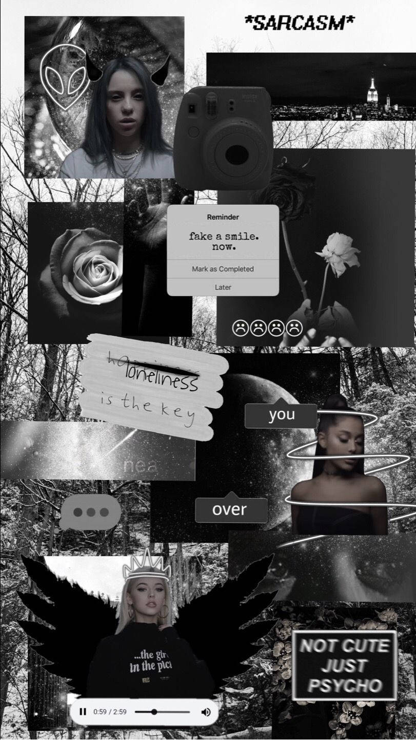 cute black and white aesthetic pop star collage, black and white collage, moody photos, HD Phone Wallpaper
