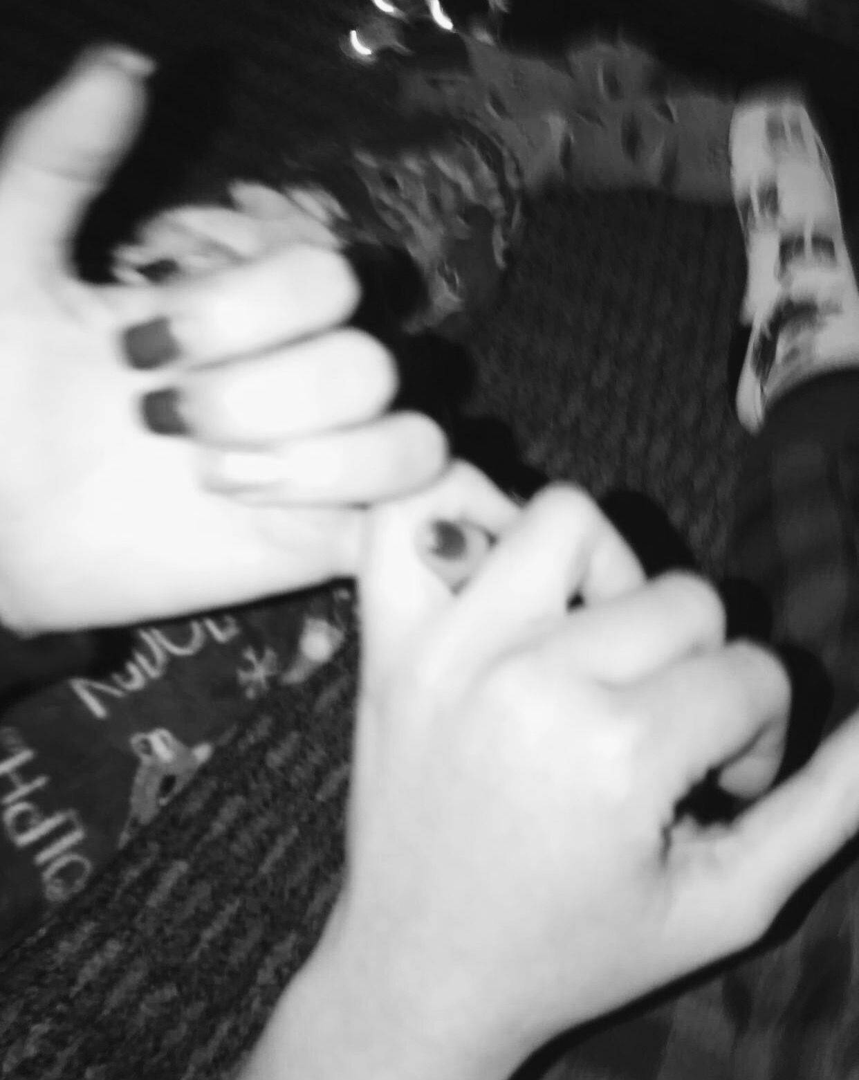 Cute Black And White Aesthetic Pinky Promise, dark nail polish, blurry black and white close-up shot, HD Phone Wallpaper