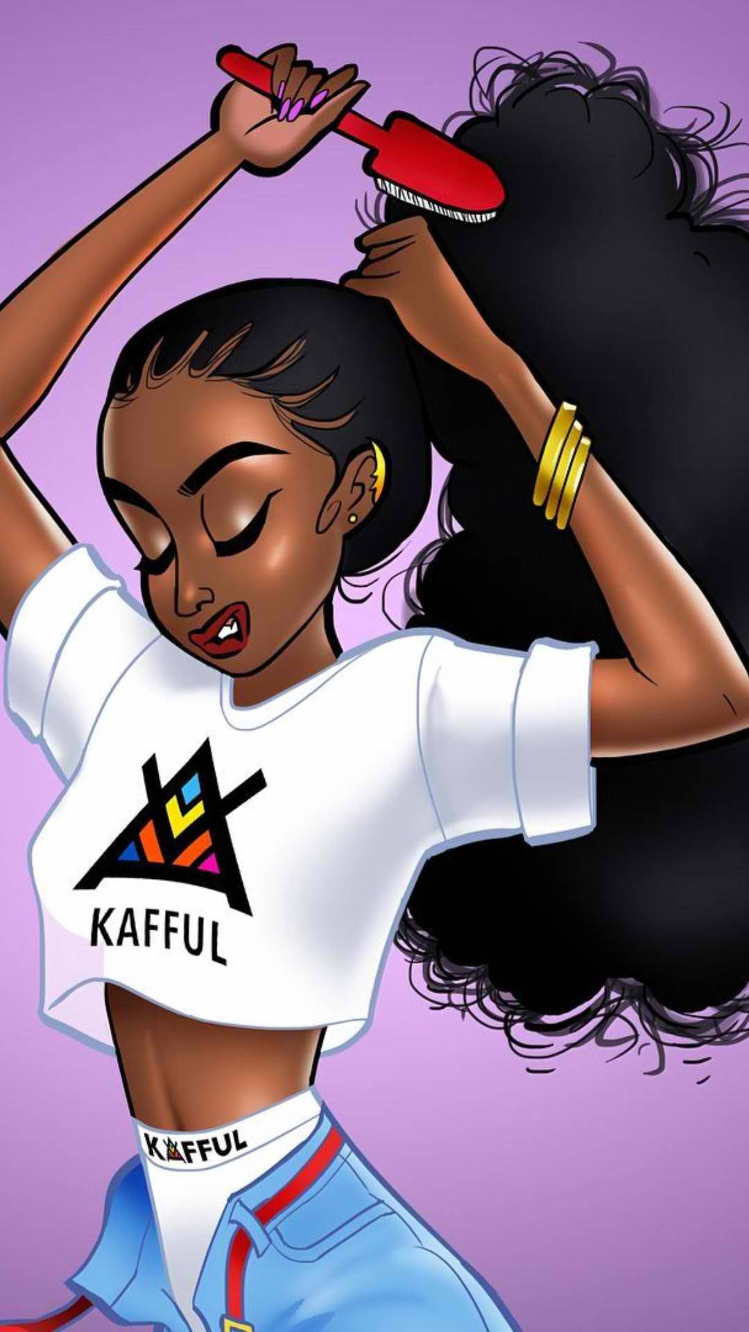cute black girl, dark curly hair, white crop top, Full HD Phone Wallpaper