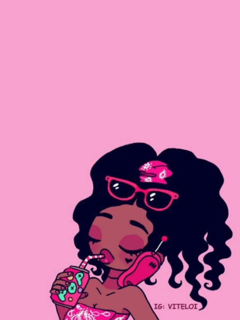 curly hair, pink sunglasses, pink phone, SD Phone Wallpaper
