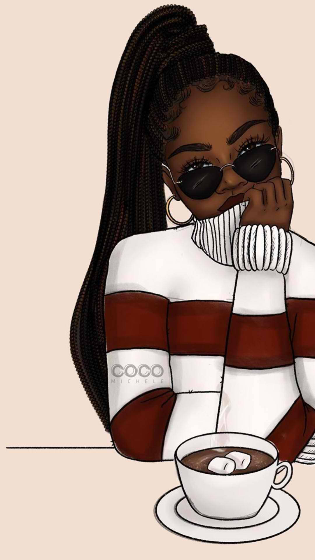 Cute Black Girl, braided hair, sunglasses, Full HD Phone Wallpaper