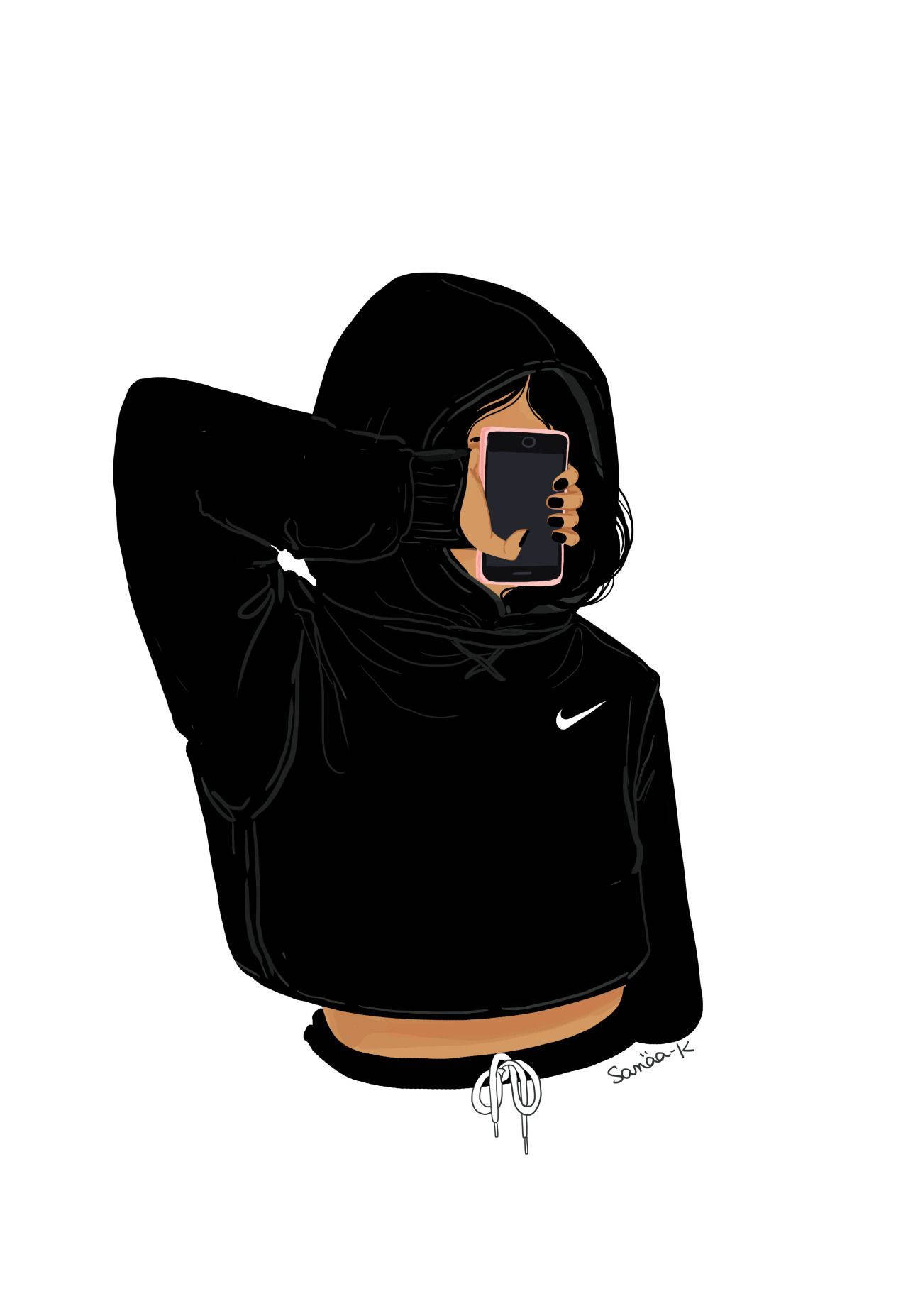 black hoodie, selfie, phone, HD Phone Wallpaper