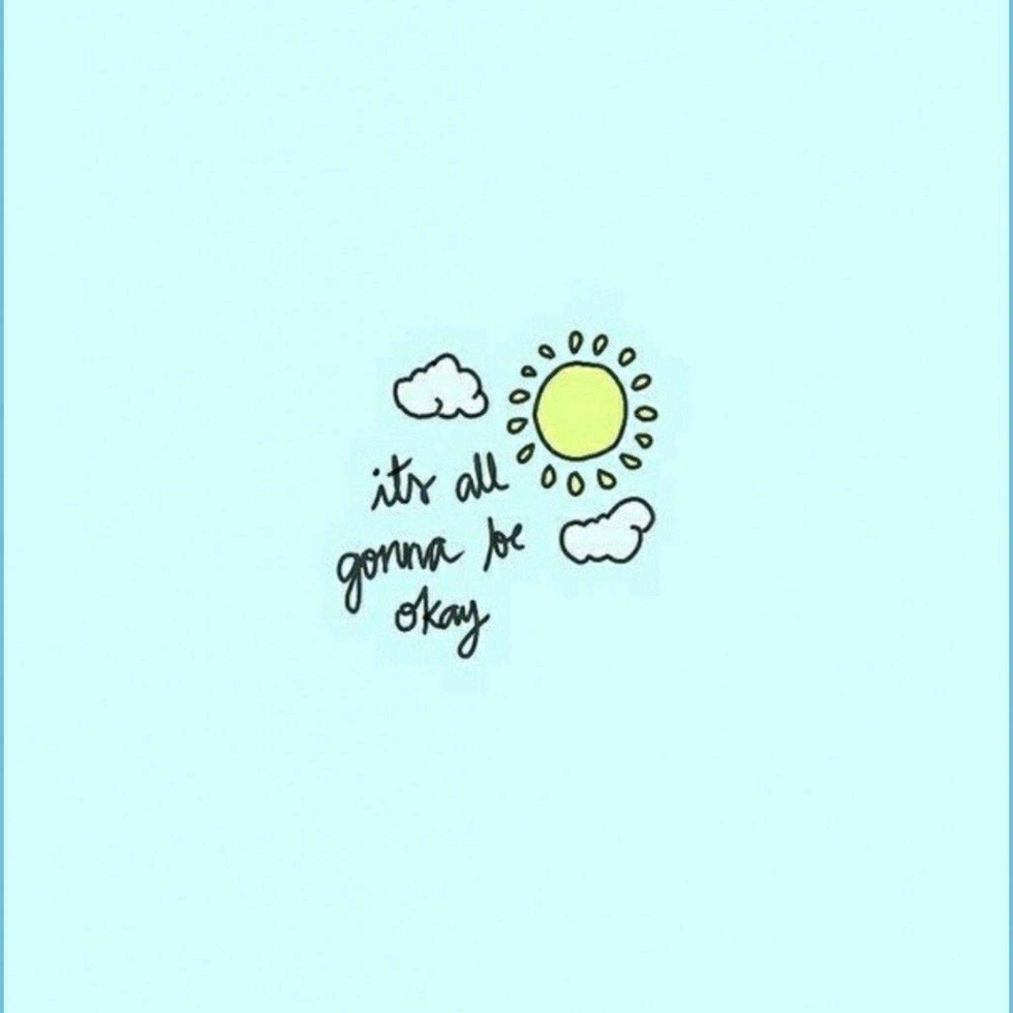cute blue aesthetic, hand-drawn sun, clouds, Full HD Desktop Wallpaper