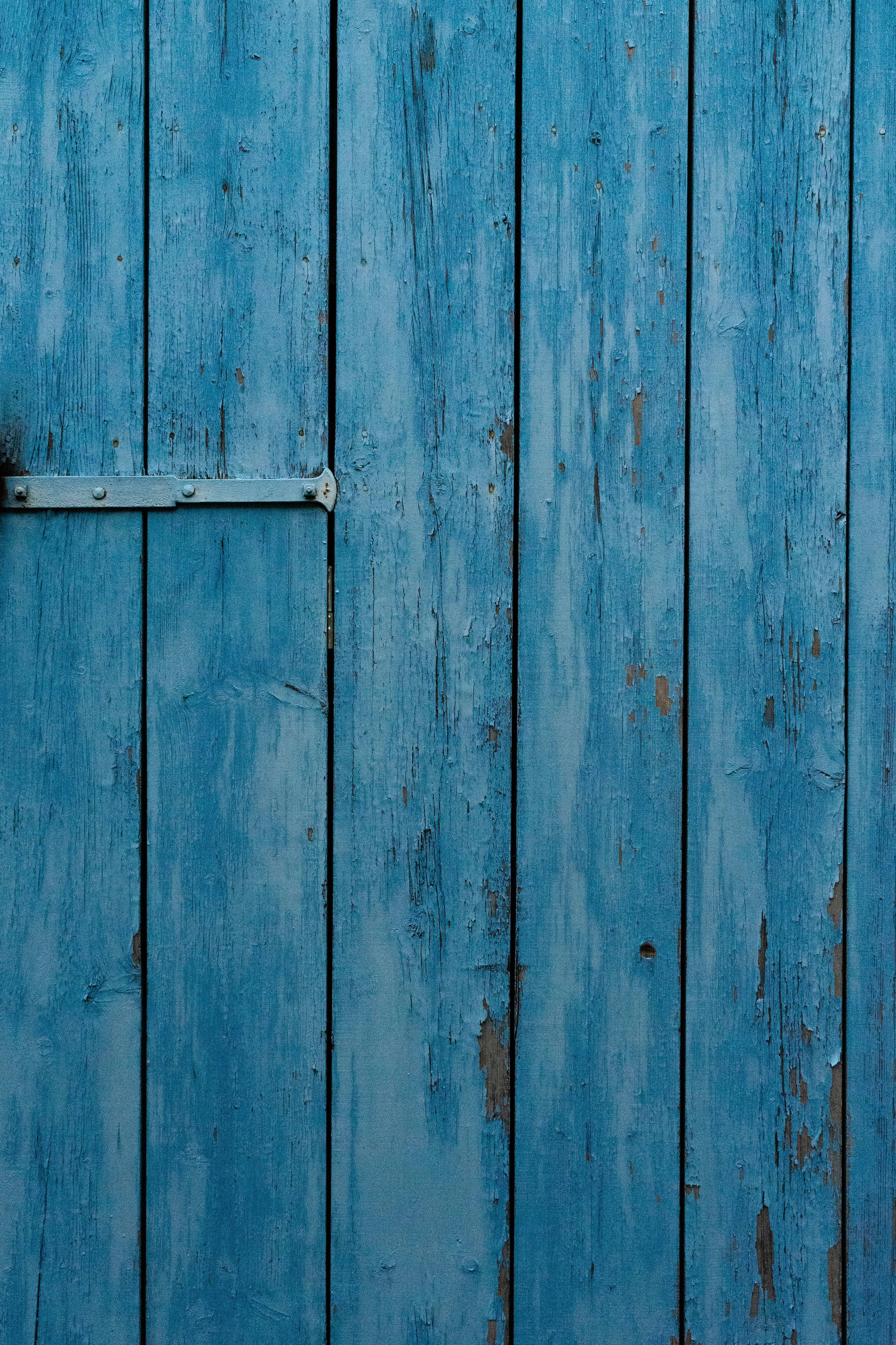 minimalist cute blue aesthetic, wooden door, weathered blue wooden planks, 2K Phone Wallpaper