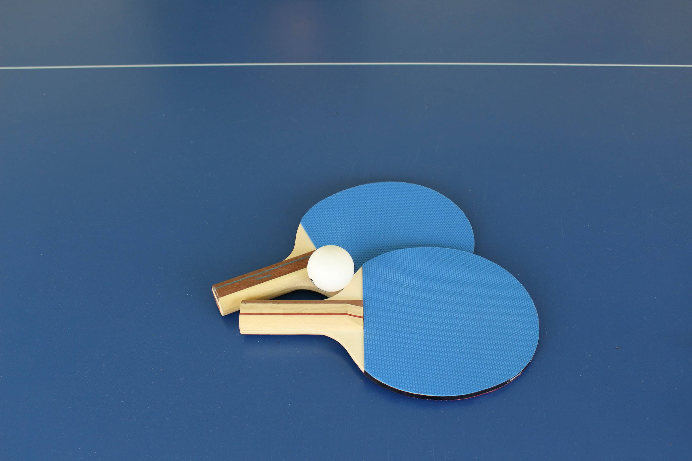 Cute Blue Aesthetic, blue table tennis paddles, white table tennis ball, Full HD Desktop Wallpaper