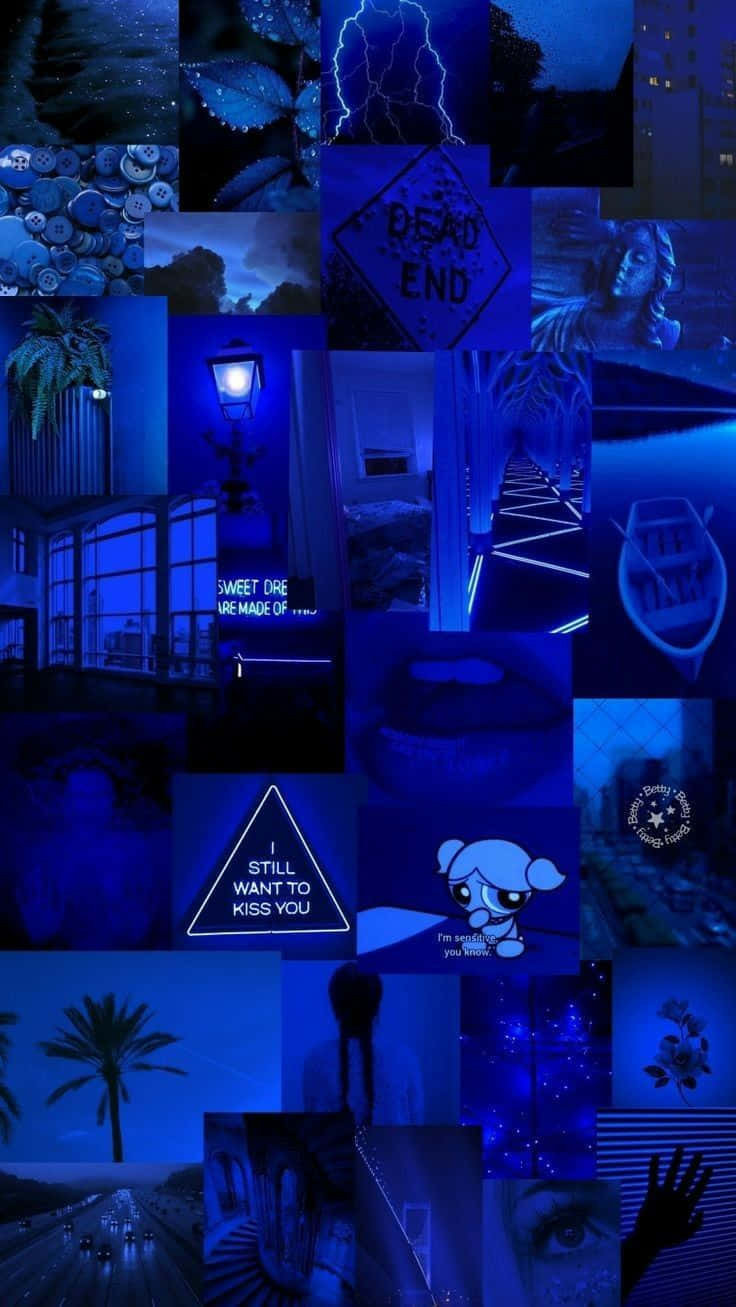 blue neon aesthetic, nighttime scenes, lightning palm trees, HD Phone Wallpaper