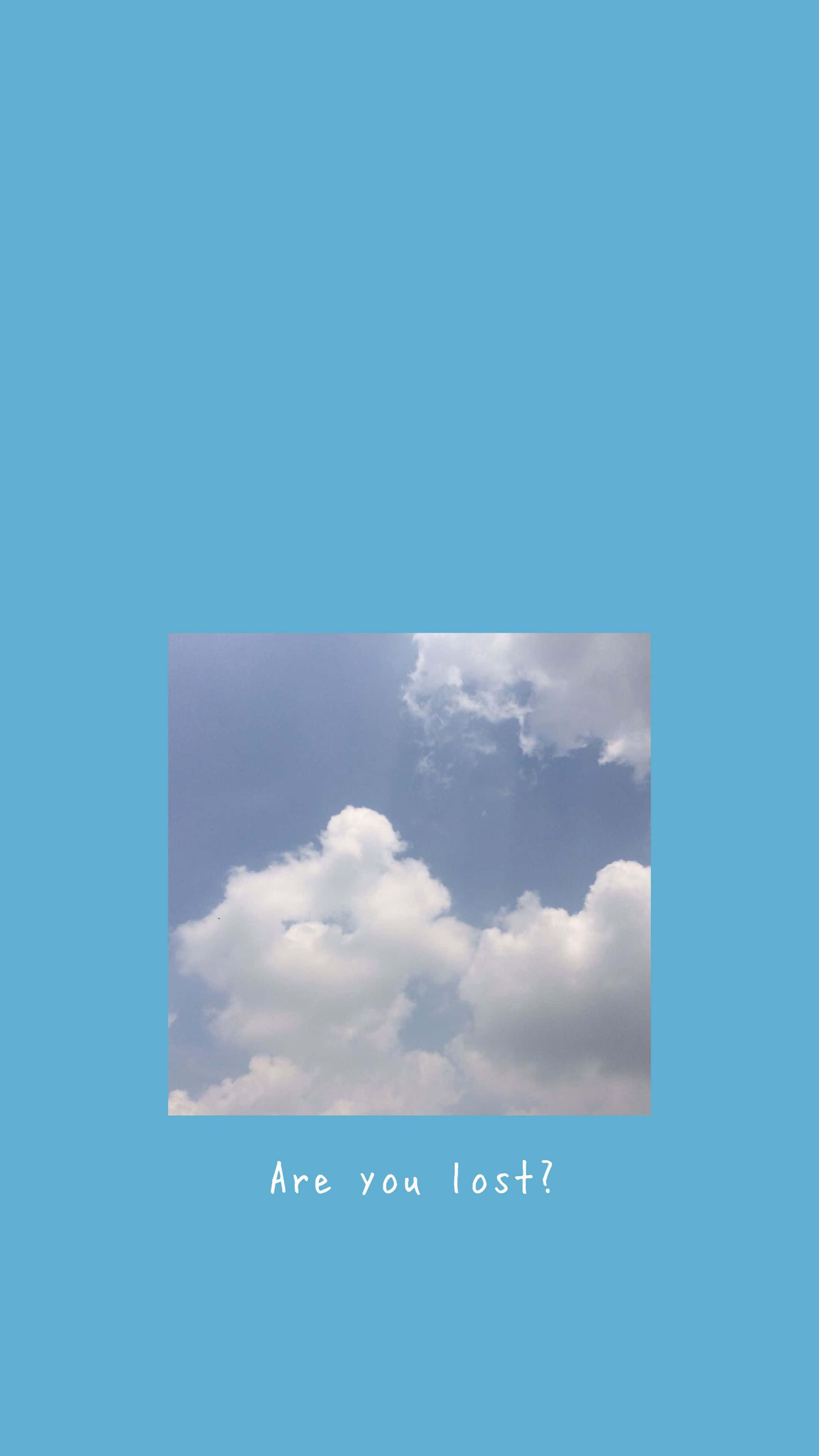 cute blue iphone, pale blue sky, fluffy white clouds, 4K Phone Wallpaper