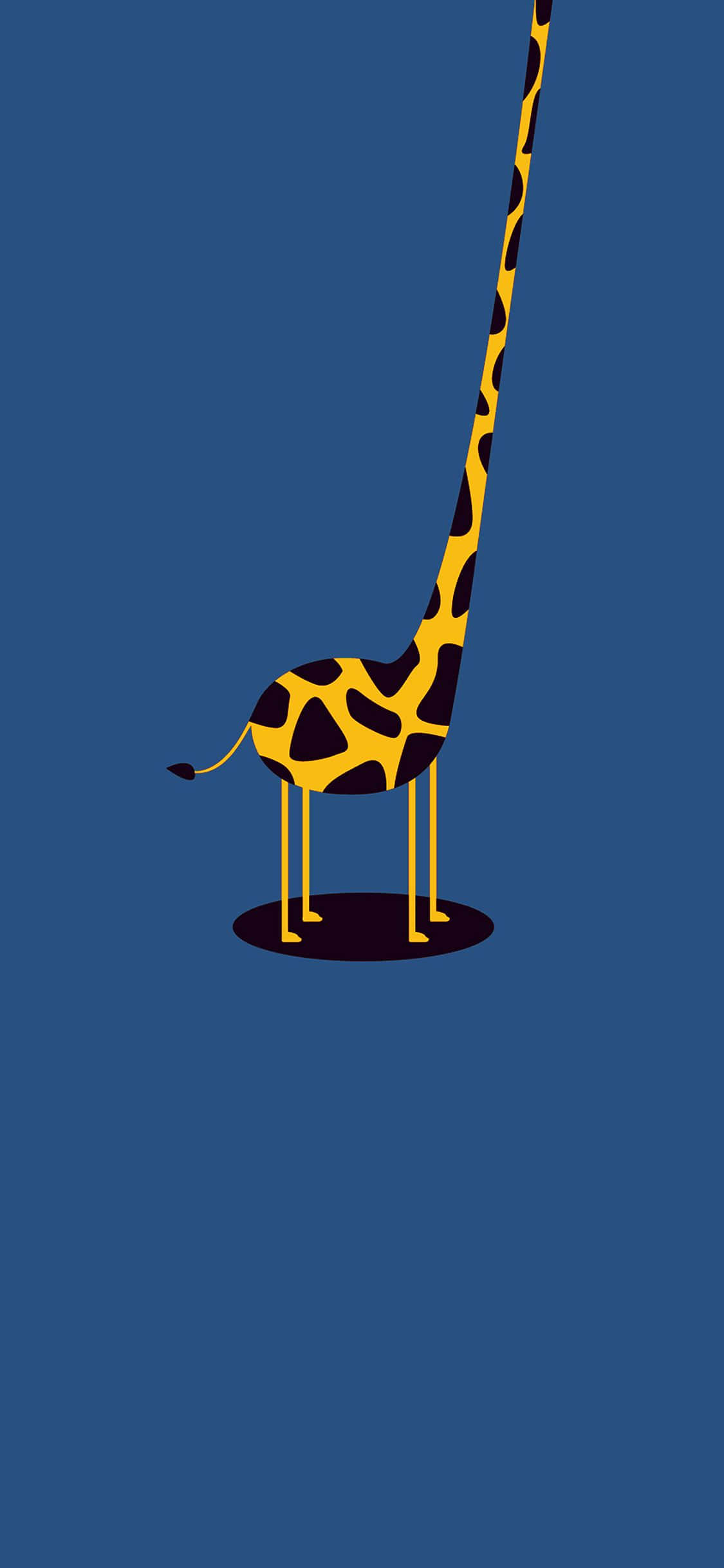 Cute Blue iPhone, minimalist stylized giraffe, yellow and black spots, Full HD Phone Wallpaper