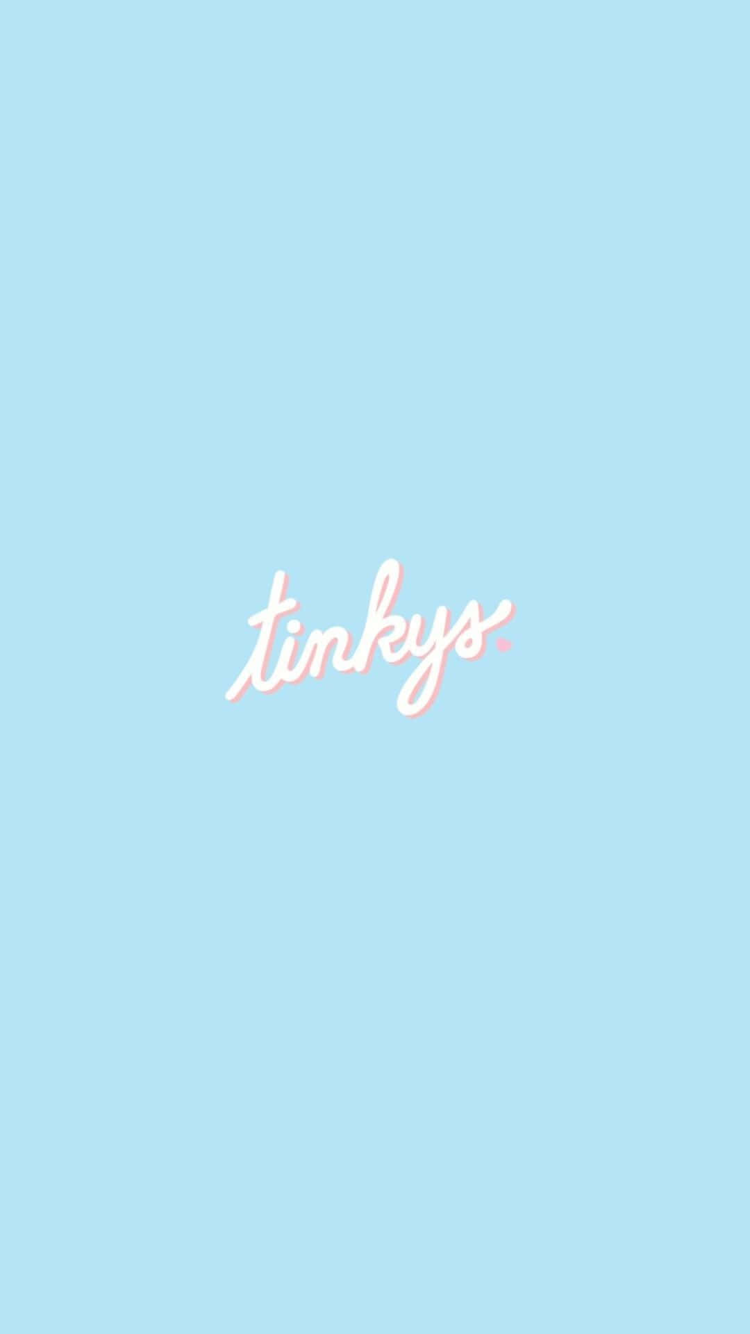 cute blue iphone, light blue background, cursive word 'tinkys', Full HD Phone Wallpaper