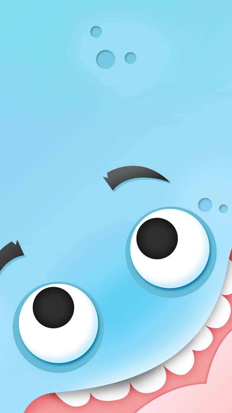 cute blue iPhone, cartoon monster, big round eyes, HD Phone Wallpaper