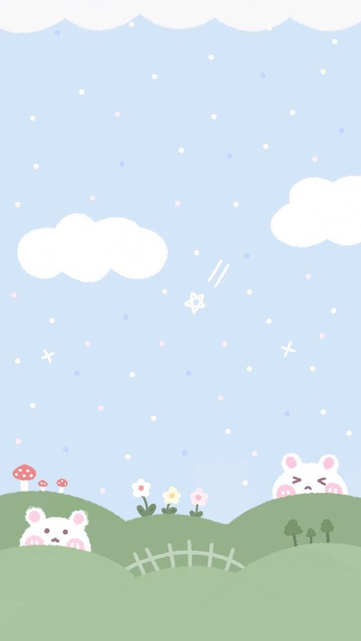 Cute Blue Phone, rabbit, sky, HD Phone Wallpaper