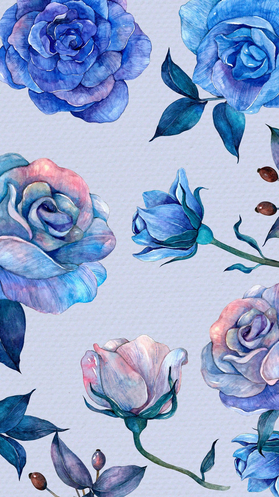 Cute Blue Phone, roses, blue, HD Phone Wallpaper