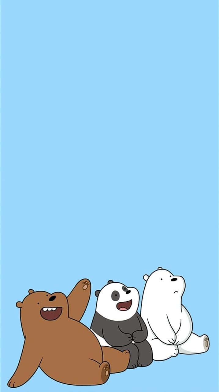 Cute Blue iPhone, cartoon bears, light blue background, HD Phone Wallpaper