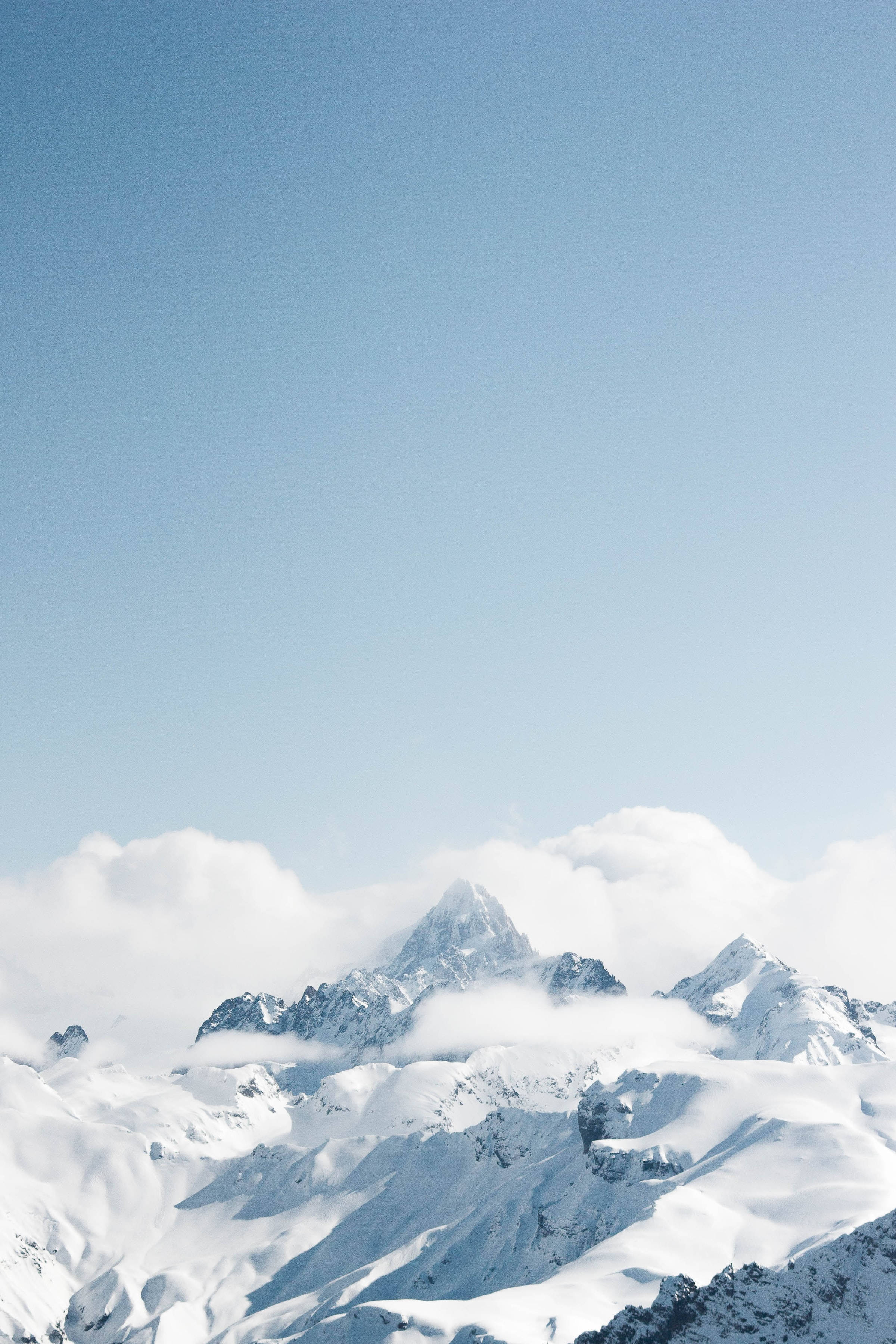 cute blue aesthetic, mountain snow, sky, 2K Phone Wallpaper