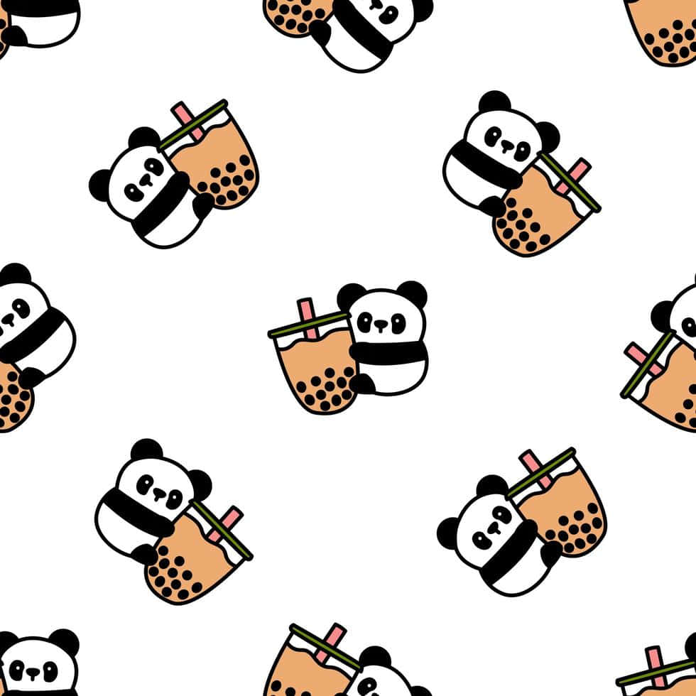 Panda Pattern, Cute Boba, cartoon pandas, SD Desktop Wallpaper