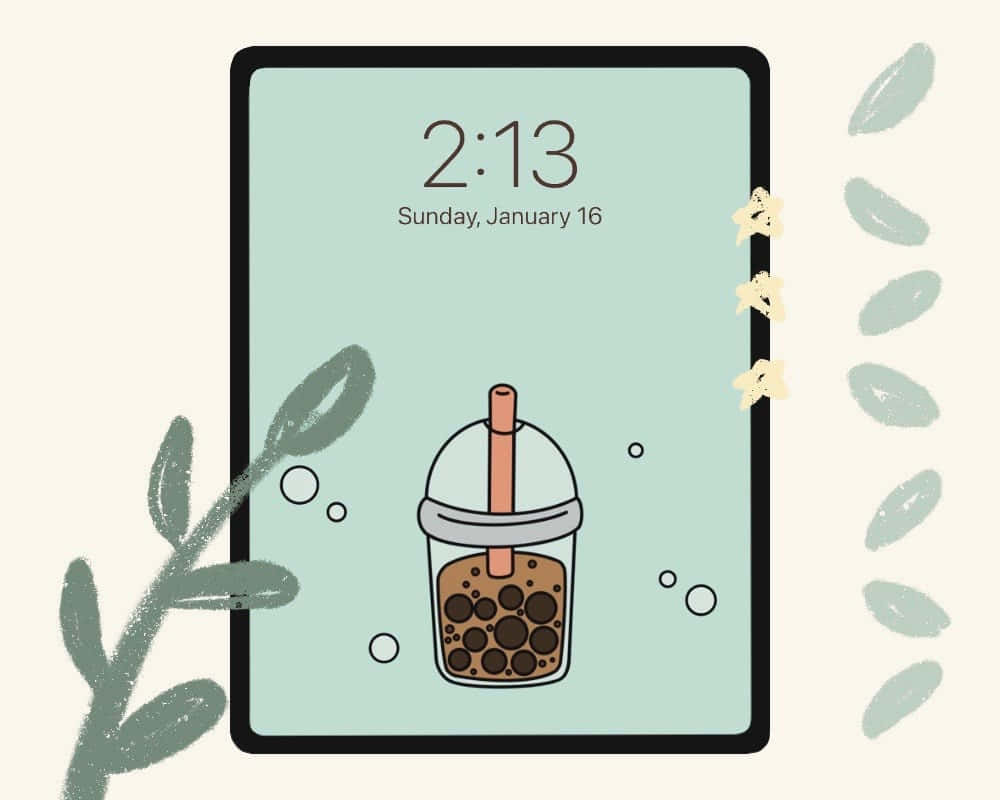 pastel, bubble tea drink, tablet screen, SD Desktop Wallpaper