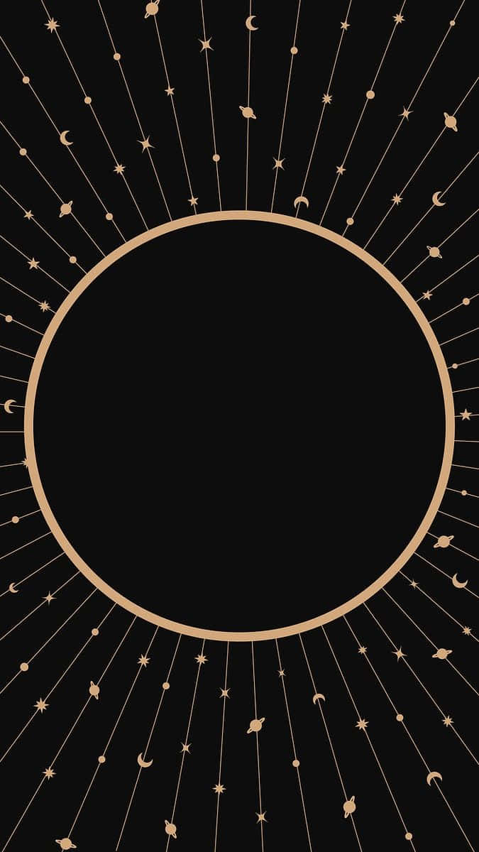 gold frame, stars, sun, SD Phone Wallpaper