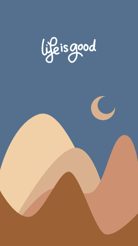 crescent moon, white script, blue sky, SD Phone Wallpaper