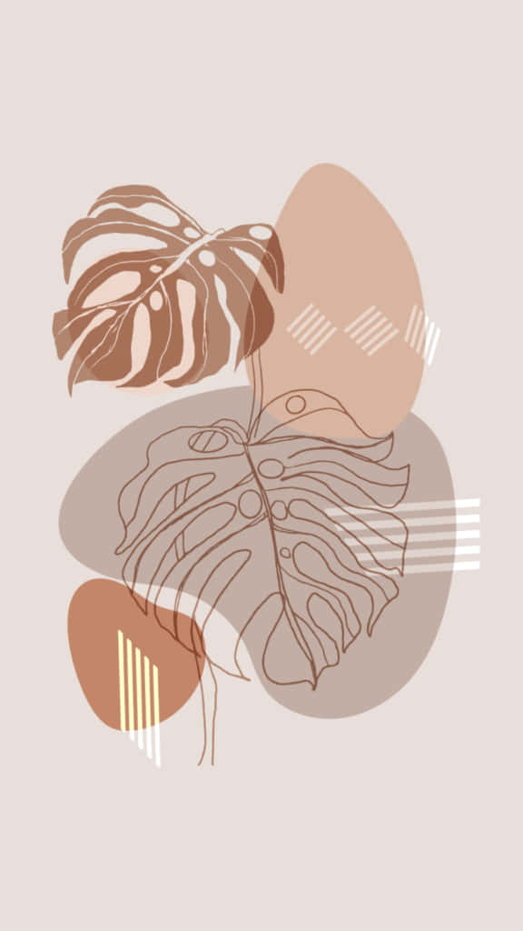 monstera leaves, earthy tones, soft beige background, SD Phone Wallpaper