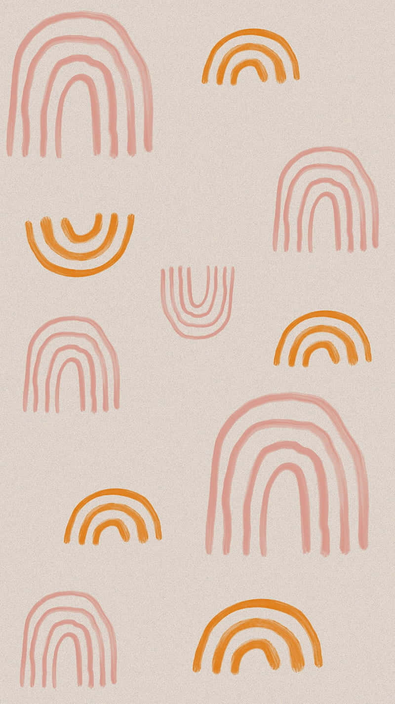 pastel pink, orange, hand-drawn arches, HD Phone Wallpaper