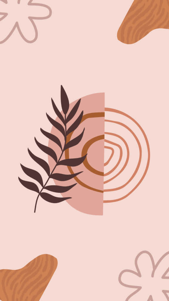 dark leaf, wood grain shapes, soft pink background, SD Phone Wallpaper