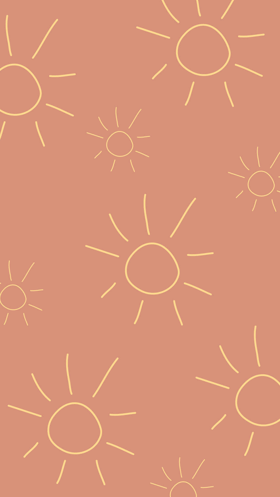 gold line art, warm terracotta background, repeating pattern, Full HD Phone Wallpaper