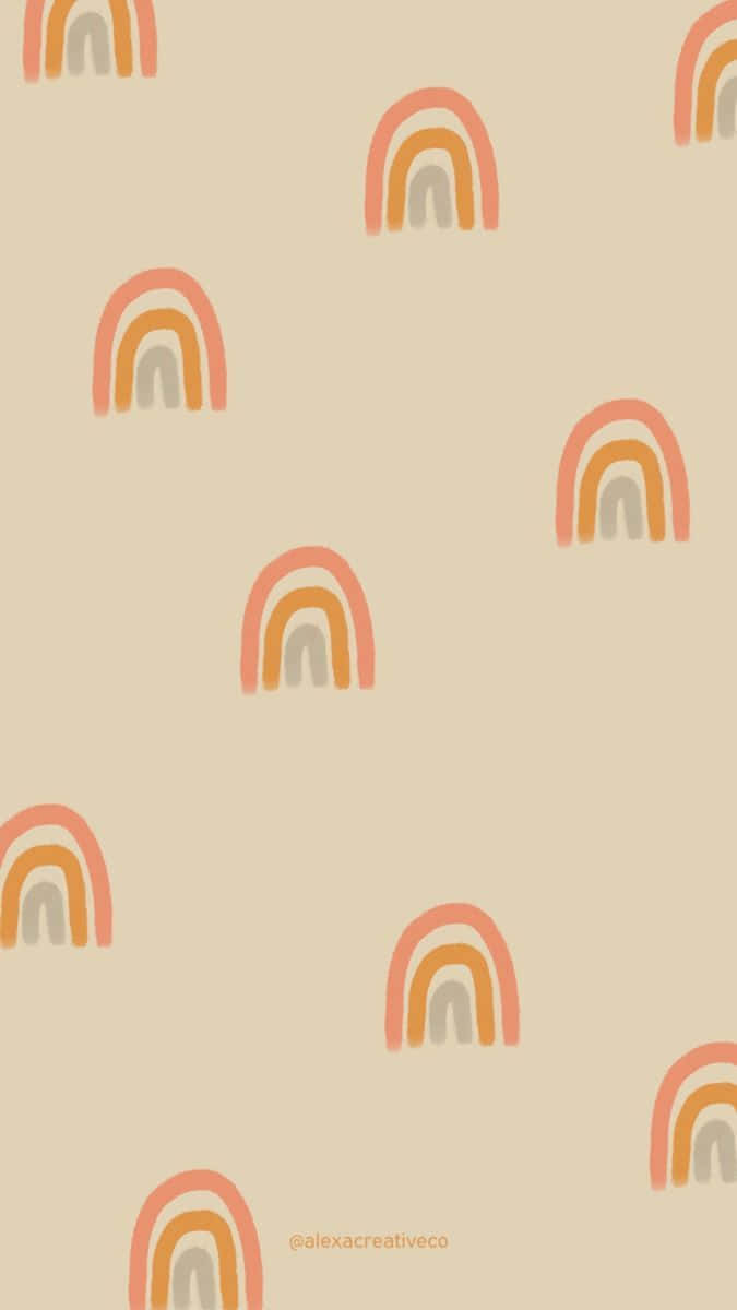 Cute Boho, pastel rainbow arches, soft peach, SD Phone Wallpaper