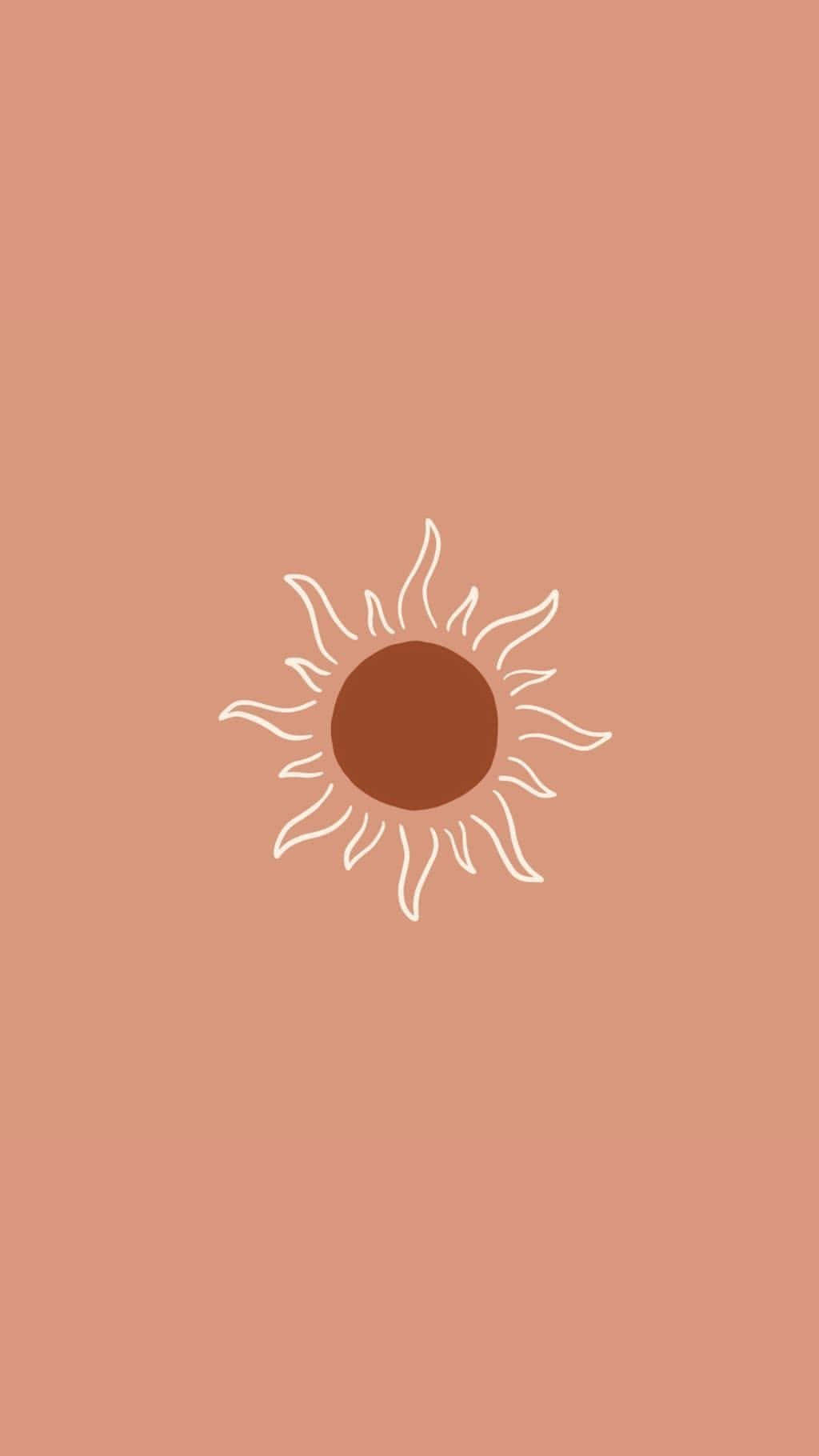 sun icon, beige background, white flame-like rays, HD Phone Wallpaper