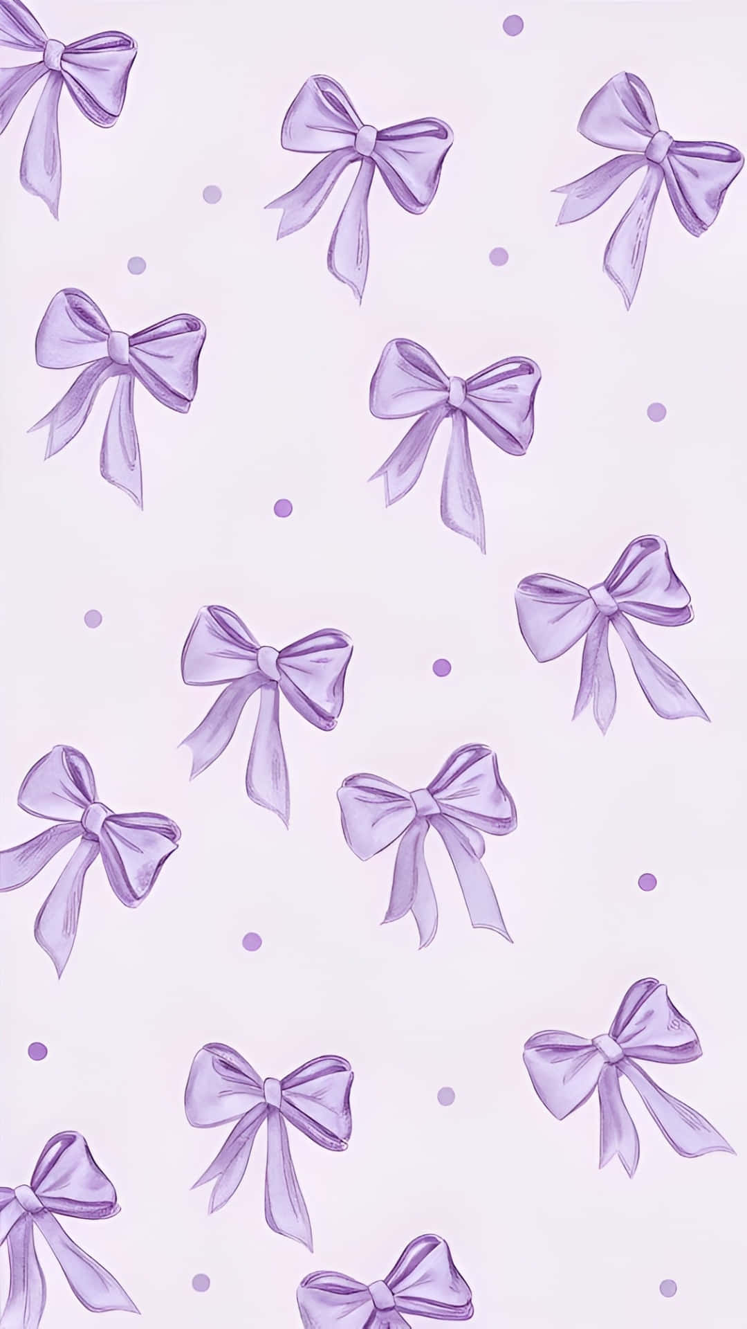 purple cute bow pattern, lavender bows, soft purple dots, Full HD Phone Wallpaper