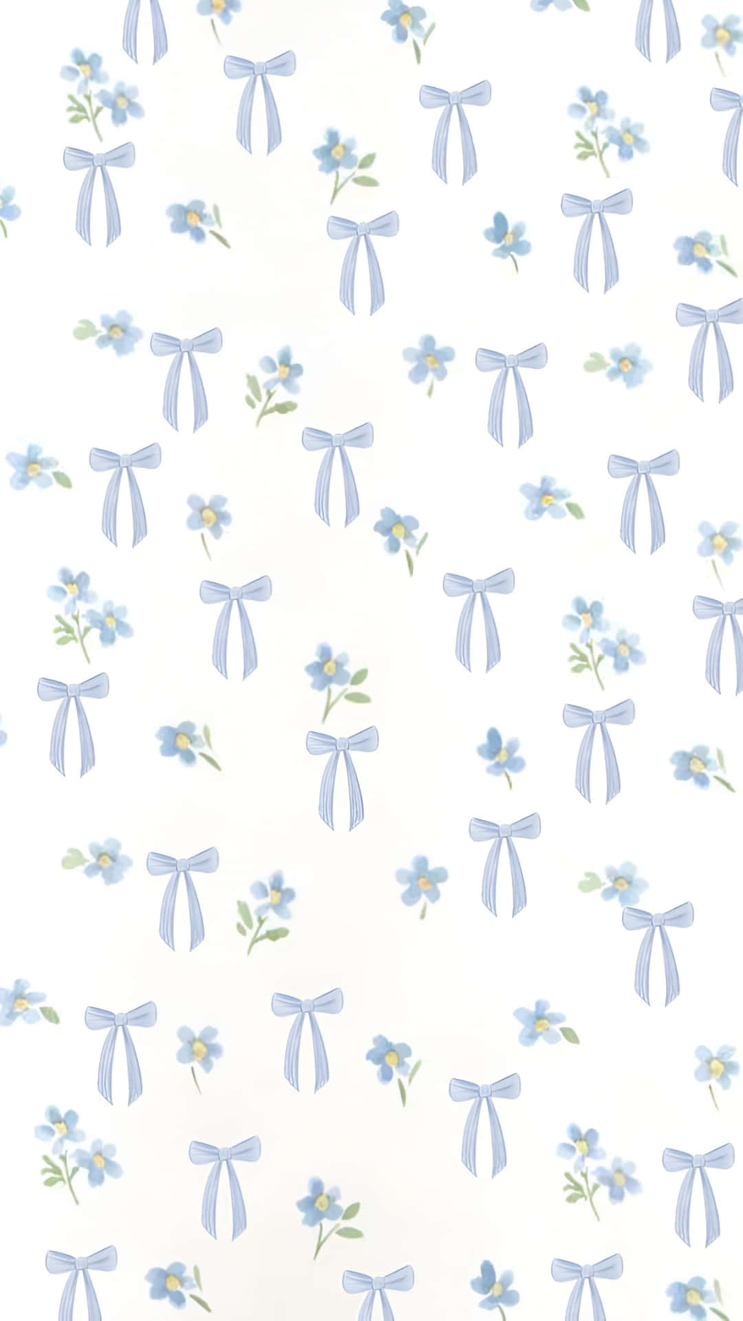 blue bow, flower pattern, light blue bows, Full HD Phone Wallpaper