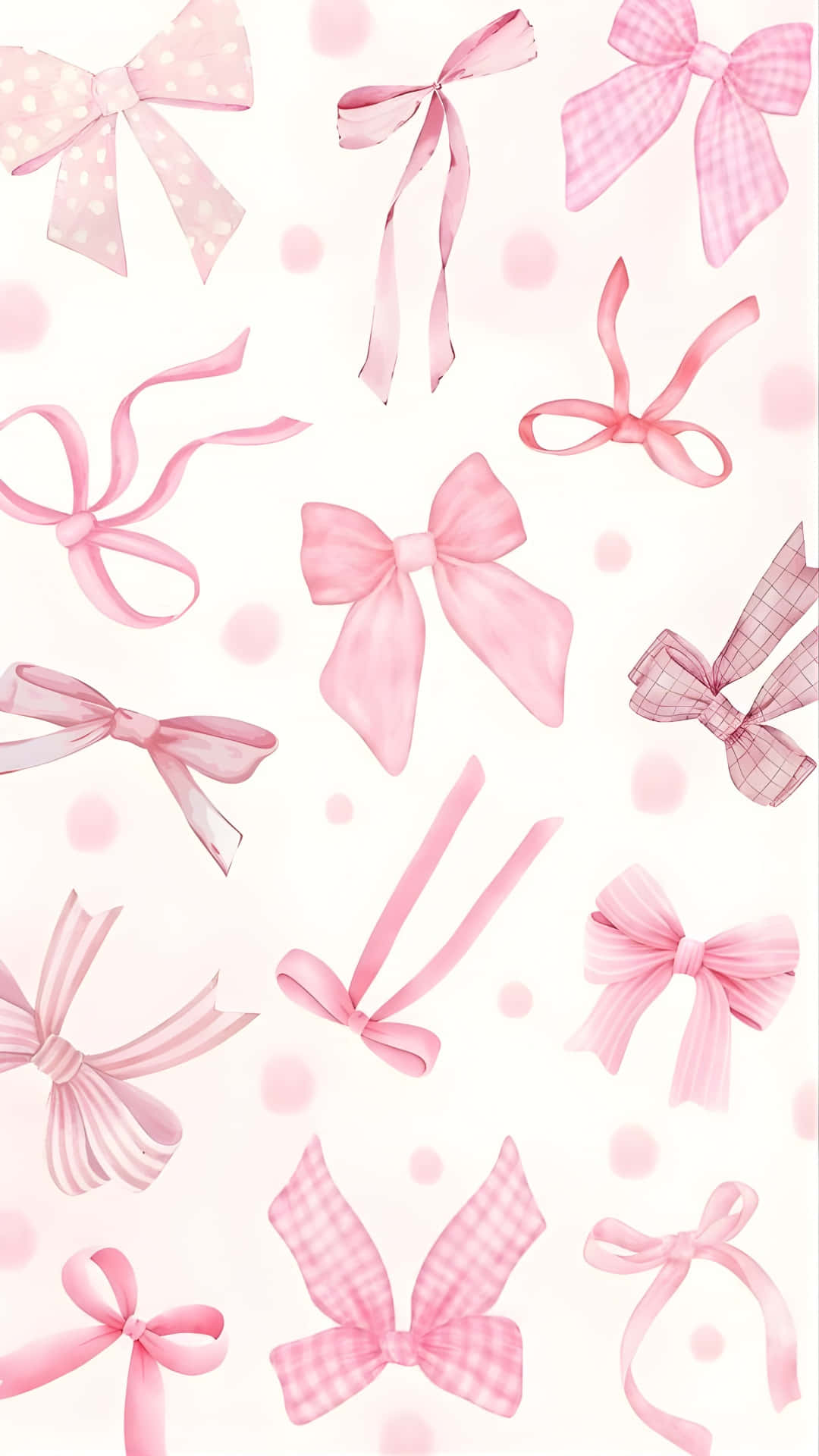cute pink bow collection, pink bows, polka dots, Full HD Phone Wallpaper