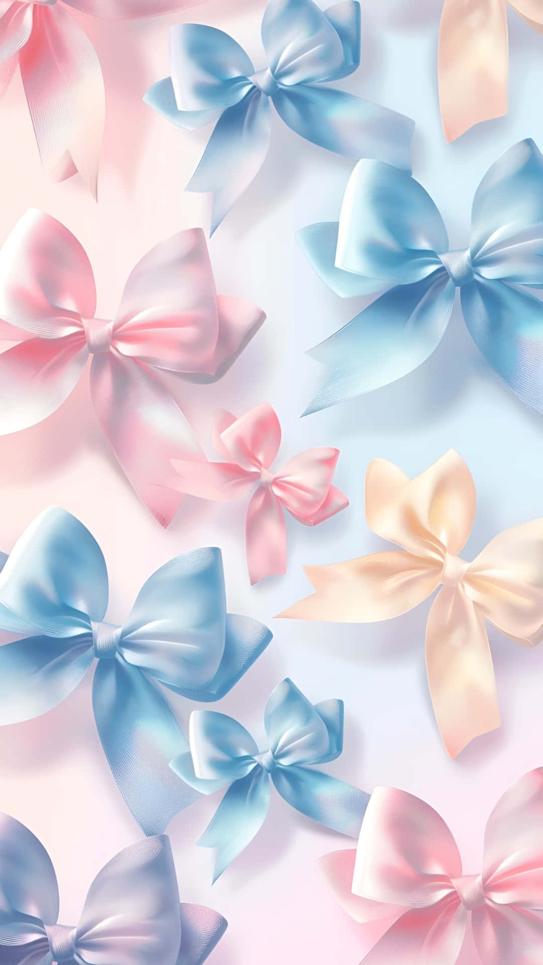 pastel satin bows, pastel pink, blue, Full HD Phone Wallpaper