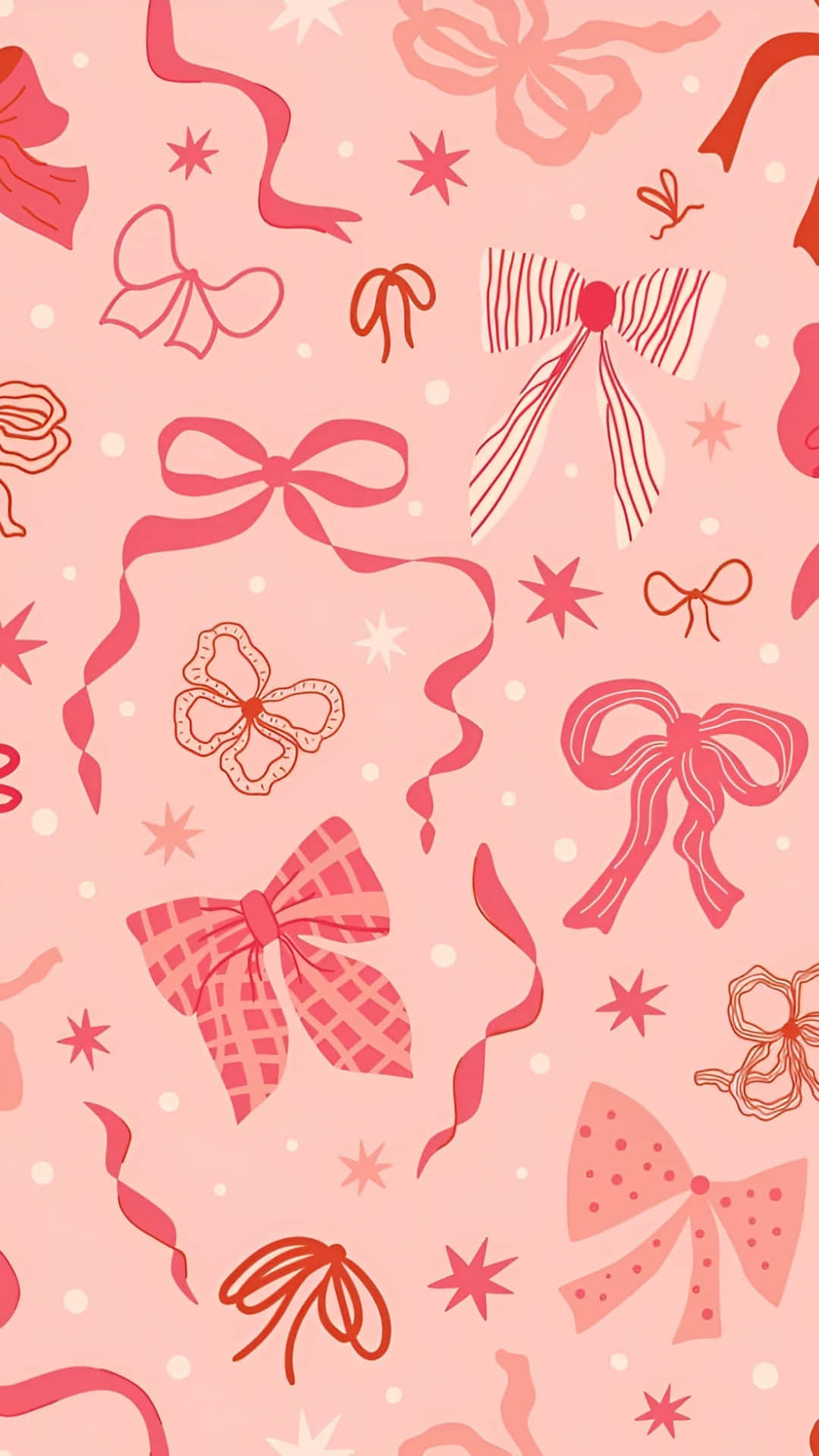cute bow pattern, pink wallpaper, illustrated bows, Full HD Phone Wallpaper