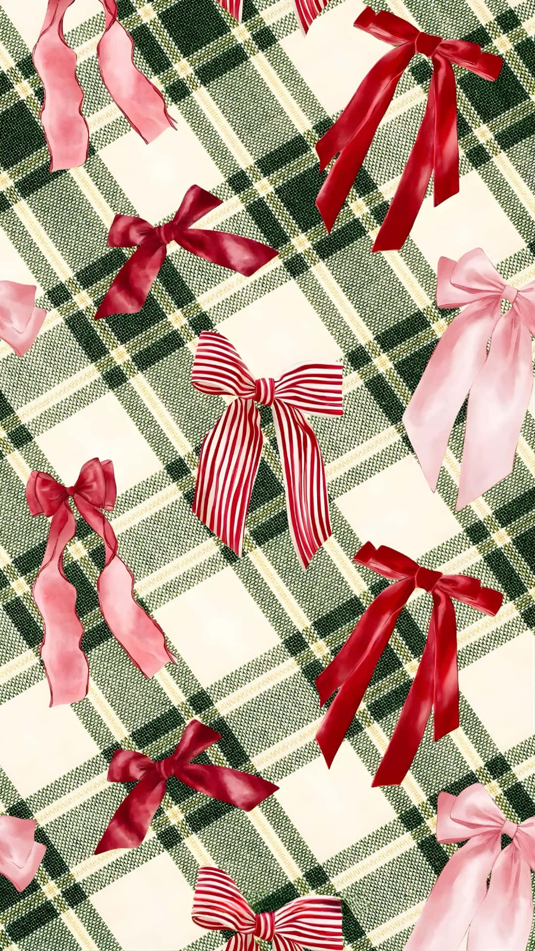 vibrant red, pink satin bows, striped bow, Full HD Phone Wallpaper