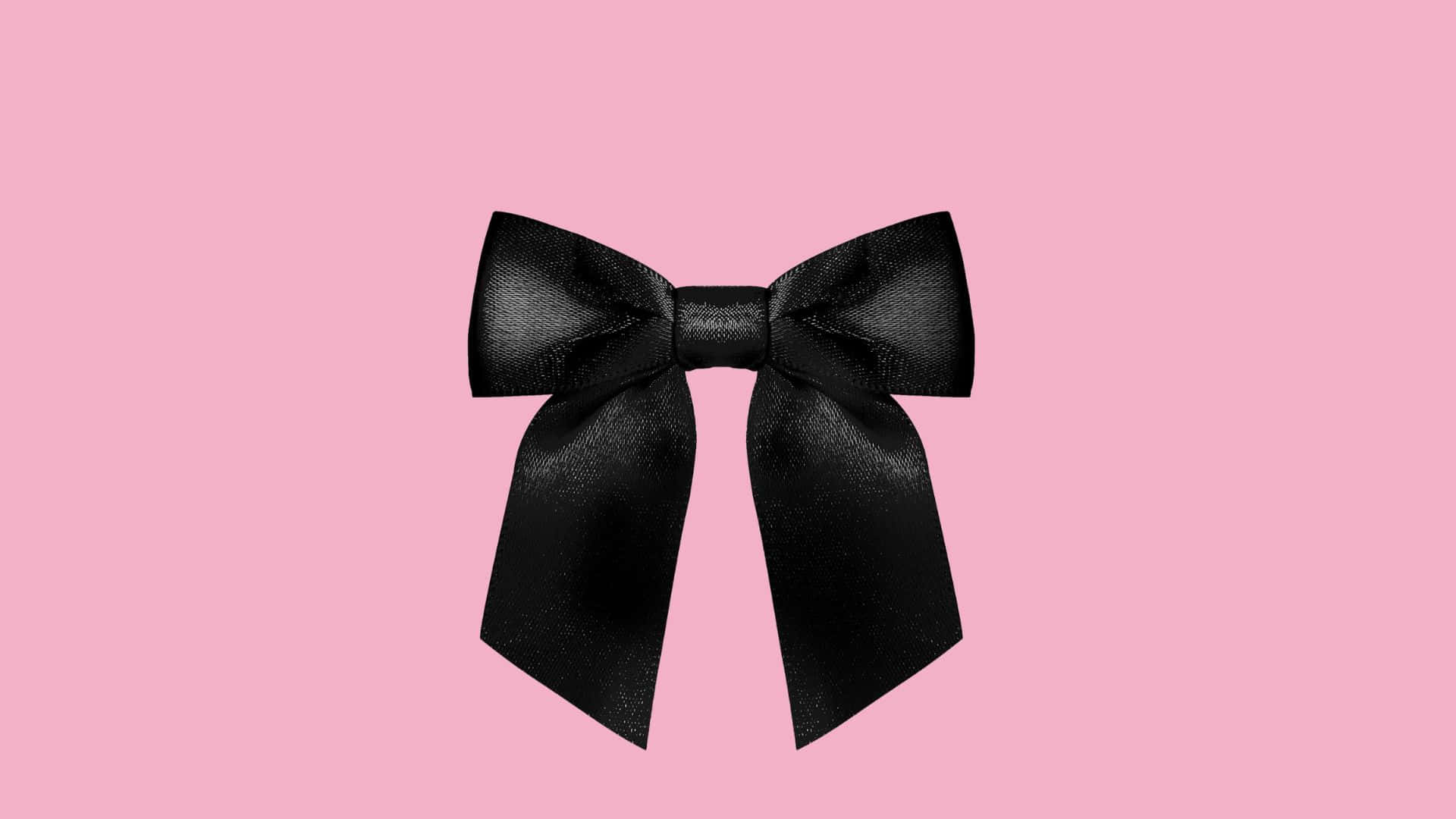 classic black preppy bow, glossy black satin bow, solid pastel pink background, Full HD Desktop Wallpaper