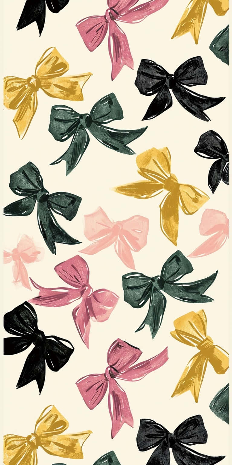 colorful bow pattern, pink, yellow, HD Phone Wallpaper