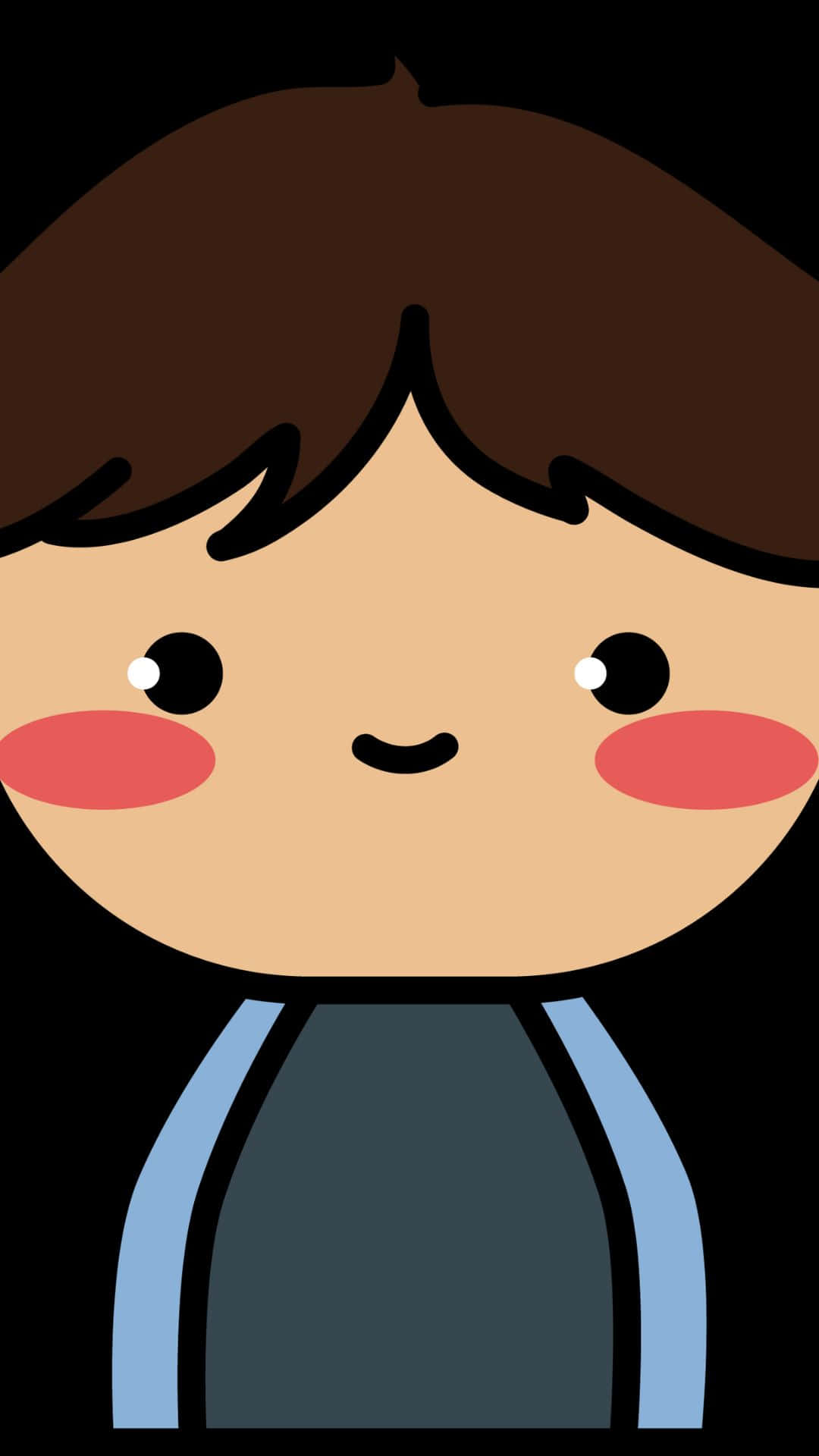 handsome blushing boy cartoon, brown hair, rosy cheeks, Full HD Phone Wallpaper
