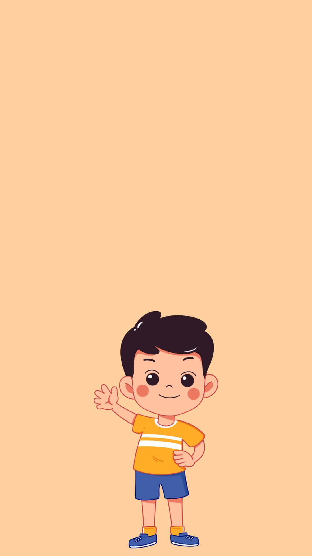 handsome boy cartoon, yellow and blue, orange shirt, Full HD Phone Wallpaper