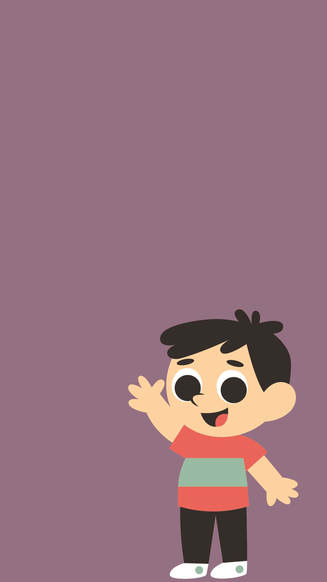 cheerful cartoon boy, big eyes, waving happily, Full HD Phone Wallpaper