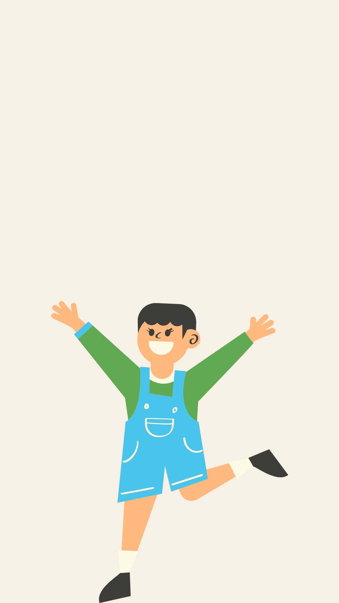 handsome boy cartoon, blue overalls, green shirt, Full HD Phone Wallpaper