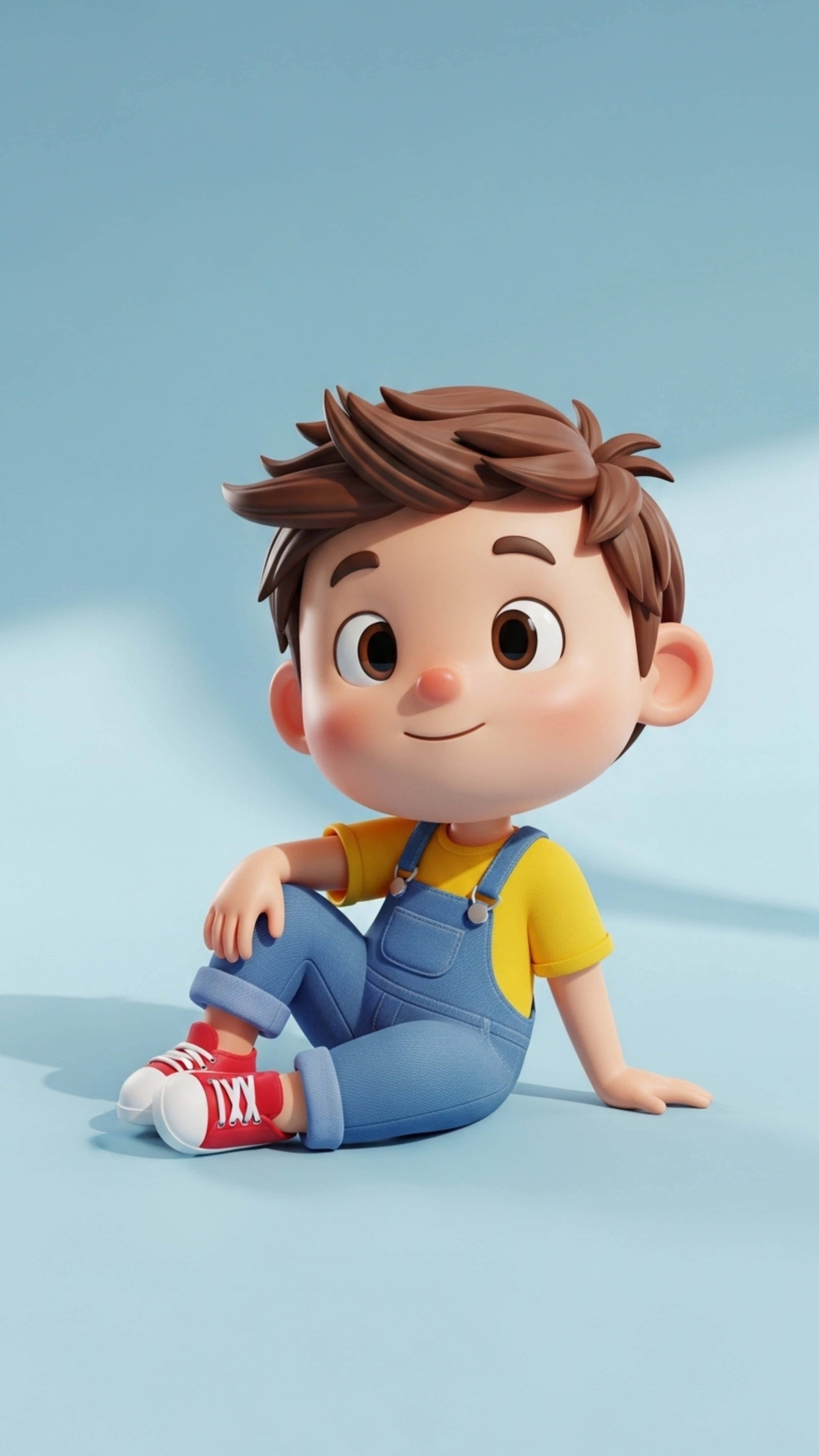 3d animated boy, brown hair, cross legged, 5K Phone Wallpaper