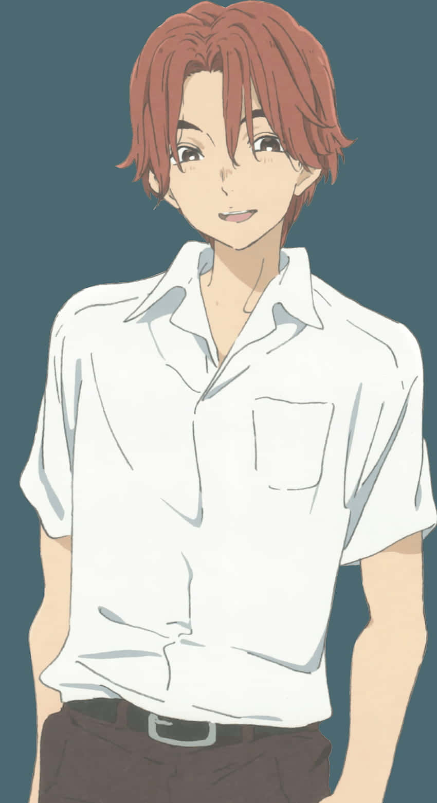 animated red haired boy, reddish brown hair, white short sleeve shirt, HD Phone Wallpaper